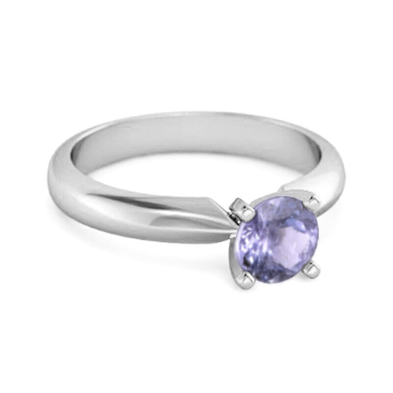 Bague de promesse femme ronde Solitaire 5 mm en argent sterling 925 ...