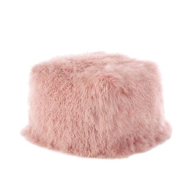 SARO LIFESTYLE PU356.RS Genuine Real Mongolian 100% Wool Lamb Fur Pouf Ottoma...