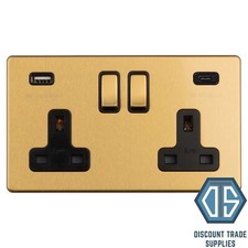 Antique Gold Screwless Switches Sockets Flat Concealed Plate Brushed Satin Brass