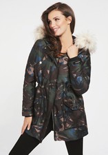 Guess Coat Camouflage Size Xs Uk Size 8-10 Rrp £219