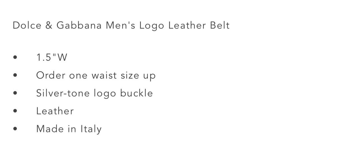 NWT DOLCE GABBANA Men's Logo Leather Belt, size 34-85 cm, Black