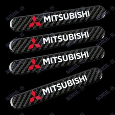 4pcs MITSUBISHI Carbon Car Trunk Side Fenders Door Badge Scratch Guard Sticker