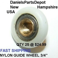 x25 WHITE NYLON WHEEL GUIDE PULLEY ROLLER BEARING BRASS HUB 3D USA FREE SHIP