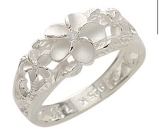 925 silver three plumeria flower ring