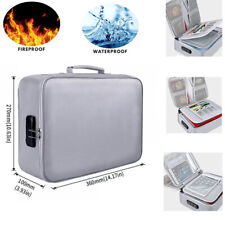 2000℉ Large Fireproof Document Box With Lock File Storage Waterproof Safe Bag