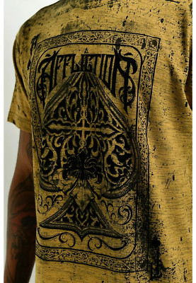 Affliction Men's  HIGH STAKES  Short Sleeve Premium Quality Flocked T-Shirt; NWT