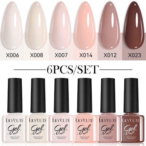 LILYCUTE 6 Flaschen Nagel Gellack Set Semi-Permanent Soak Off Gel Nagellack Kit - Bild 5 von 31