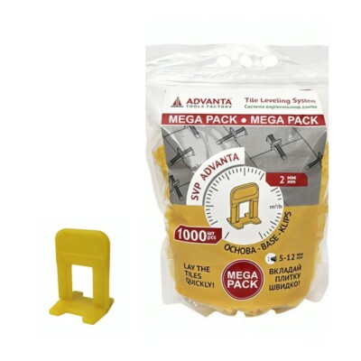 Tile Leveling System 1000 Pieces 2 mm Spacer Clips ''SVP-Advanta'' for tiles