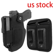 Tactical Belt Gun Holster Concealed Carry Pistol Holster with Double Mag Pouch