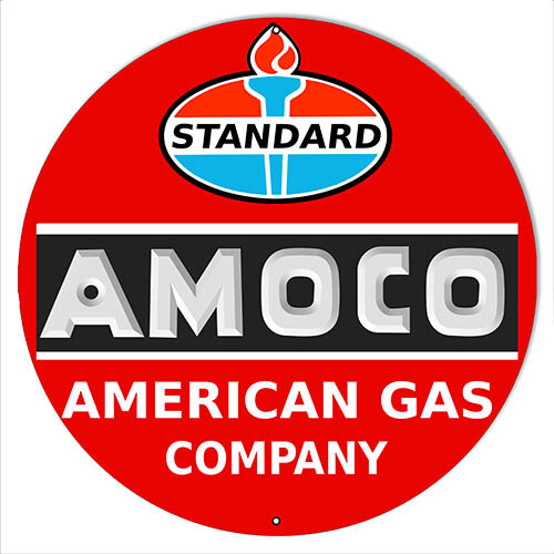 Amoco American Gas Company Metal Sign 14 Round - Picture 1 of 1