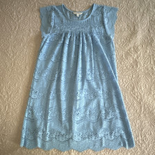 Speechless Blue Lace Floral A-Line Dress Scalloped Lined Cap Sleeve L