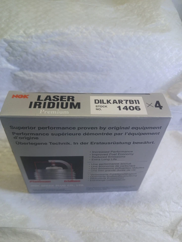 4 Pack Genuine Authentic NGK 1406 Laser Iridium Spark Plugs DILKAR7B11 Nissan - Image 2 of 2