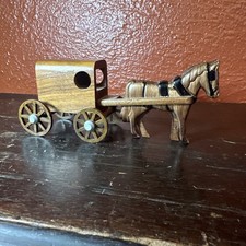 Handmade Wooden Amish Horse & Buggy Made in USA M-M 1994