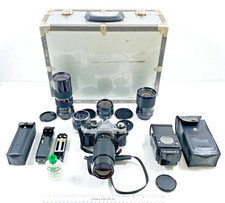 Canon AE-1 Program 35mm SLR Film Camera 5 Lens, Flash, Winder, Case, Extras, BDL