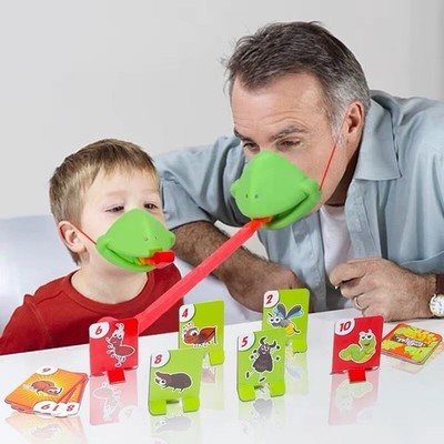 Frosch Eidechse Maske wedelnde Zunge Spiel lustiges Party Spielzeug Brettspiel für Kinder & Familie