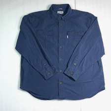 Carhartt Long Sleeve Button Down Work Shirt Relaxed Fit Cargo Blue Men's 2XL