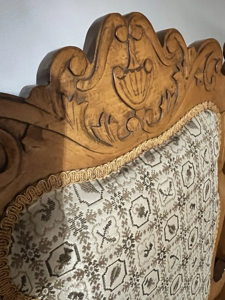 Antique Wooden Rocking Chair - Upholstered Vintage Accent Seating FAST SHIPPING - Image 3 of 4