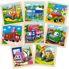 Wooden Puzzles Toddlers Animals Fruits Shapes Geometric Educational Toy Set