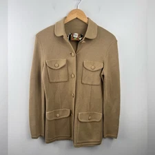 Shanghai Tang Women Tan Cardigan Sweater Size P