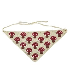 Handmade Crochet Red Mushroom Pattern Bandana Scarf With Adjustable Ties Beige 2