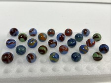 003 Lot Of 25 Vintage Alley Agate St. Mary  s Swirl Marbles
