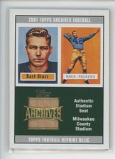 BART STARR RELIC PATCH 2001 TOPPS ARCHIVES AUTHENTIC STADIUM SEAT SP PACKERS