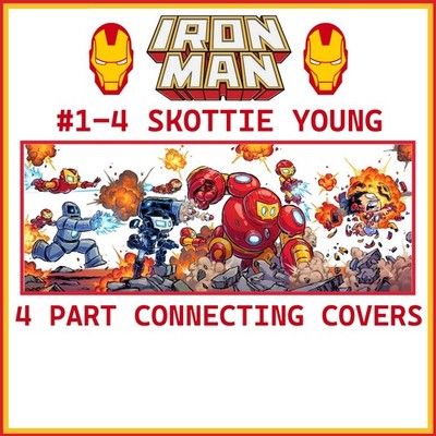Iron Man 1-4 Skottie Young Connecting Variant Set 2026 1 2 3 4 SHIPS NOW