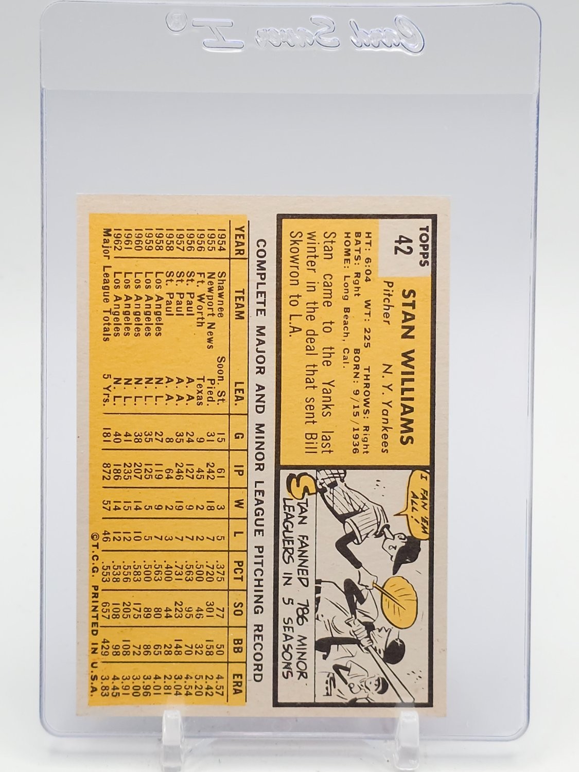 STAN WILLIAMS 1963 TOPPS SET BREAK EX/MINT BASEBALL #42 NEW YORK ...
