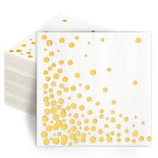 100 Pcs Gold Cocktail Napkins, 3-Ply, 5 x 5 Inches  Party Paper Napkins, White