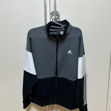 Adidas Three-Stripes Track Top - Grey/White/Black, Pre-Owned