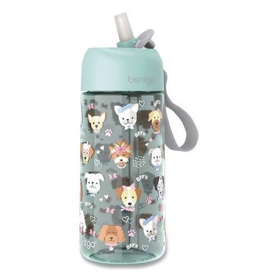 bentgo Puppy Love Plastic Water Bottle, 15 oz, Multicolor, 2/Pack