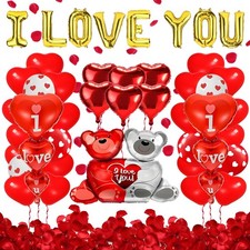 Valentines Day Balloon Kit I Love You Anniversary Balloons with 1000 Silk Petals