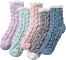 5 Pairs Super Soft and Cozy Fuzzy Winter Socks for Women -Womens Fluffy Cozy Soc