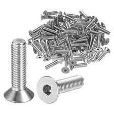 80pcs Flat Head Machine Screws Hex M5x0.8 Stainless Steel 20mm Length