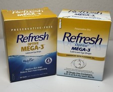 2 Refresh Optive Mega-3 Lubricant Eye Drops Enhanced with Flaxseed Oil 30Ct