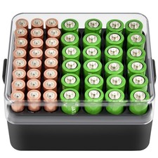 Battery Organizer Storage Case, Battery Vault Container for 48pcs AA AAA Batt...