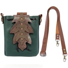 PROCOS Medieval Drawstring Faux Leather 6.5 x 1.2 x 7.5 inches, Green