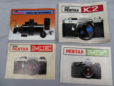 Lot of 4 Vtg ASAHI PENTAX Lens, MV ME K2 Assesories Japan Manuals Camera
