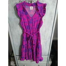 Bungalows  Vneck Knee Length Ruffled Floral  Dress Medium Boho Feminine