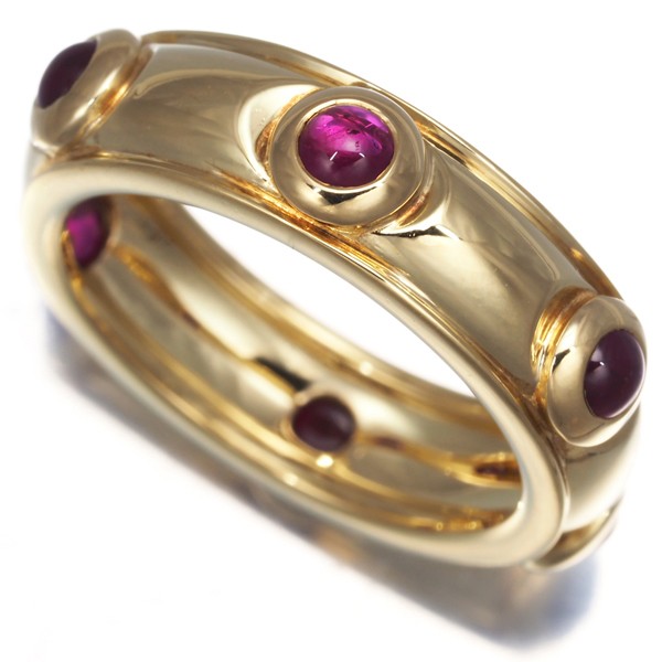 Auth Ring Ruby 6P 18K 750 Yellow Gold