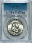 1951 S Franklin Silver Half Dollar PCGS MS64 Better Date Franklin