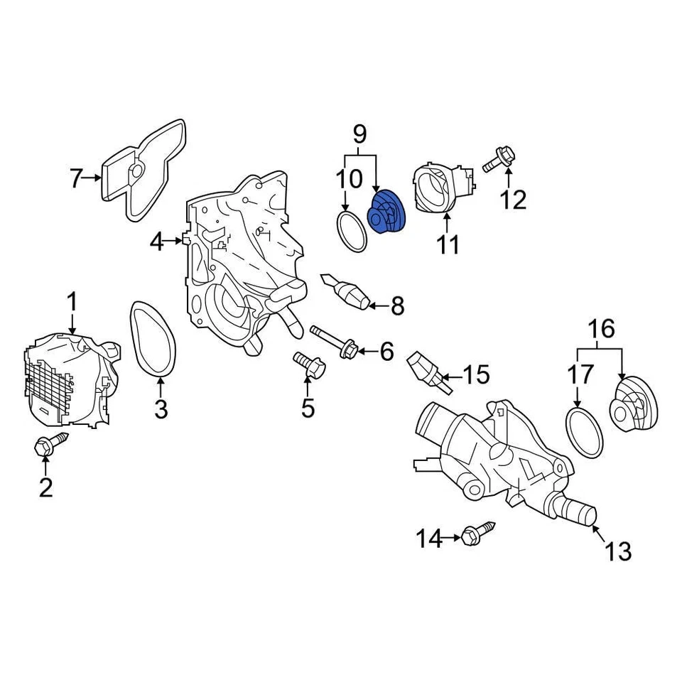 For Nissan Sentra 2007-2024 Nissan 21200ET01A Engine Coolant Thermostat Foto 2 de 4