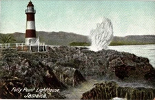 Folly Point Lighthouse Jamaica Crashing Wave Ocean Hugh C Leighton Printed Po...