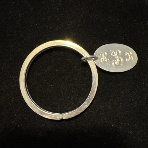 Vintage Tiffany & Co Sterling Silver Round Key Chain Ring Monogram 19g