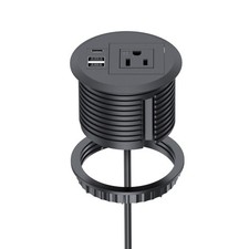 Desk Power Grommet USB-Outlet,Tamper-Resistant Design AC Outlet,3.15'' Desk H...