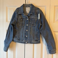 Old Navy Girls Size Large 10/12 Blue Denim Jean Jacket NWT - Buttons Pockets