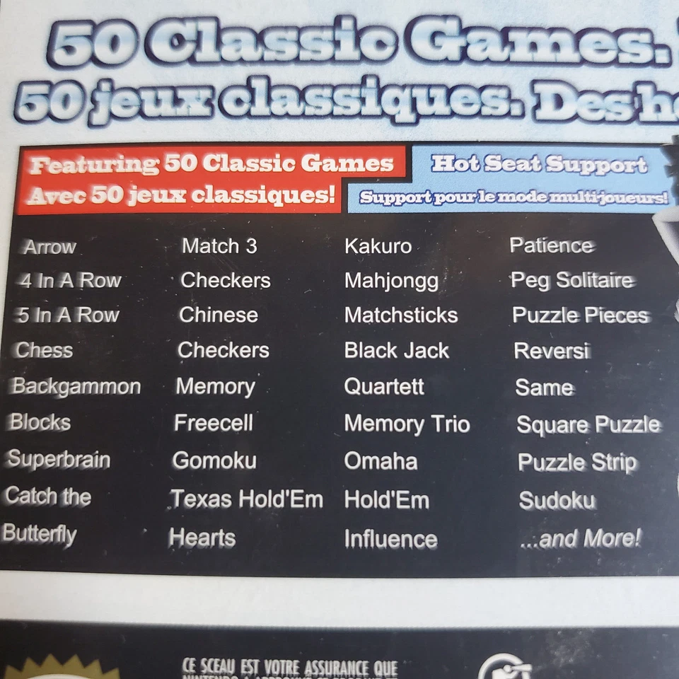 50 Classic Games (Nintendo DS, 2009) CIB * Canadian version Bilingual - Image 4 of 4