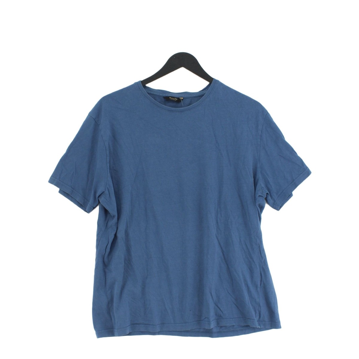 Massimo Dutti Men's T-Shirt L Blue 100% Cotton Basic