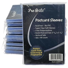 (1000 Count) Pro-Safe Standard Size Postcard Sleeves - 10 Brand New Packs