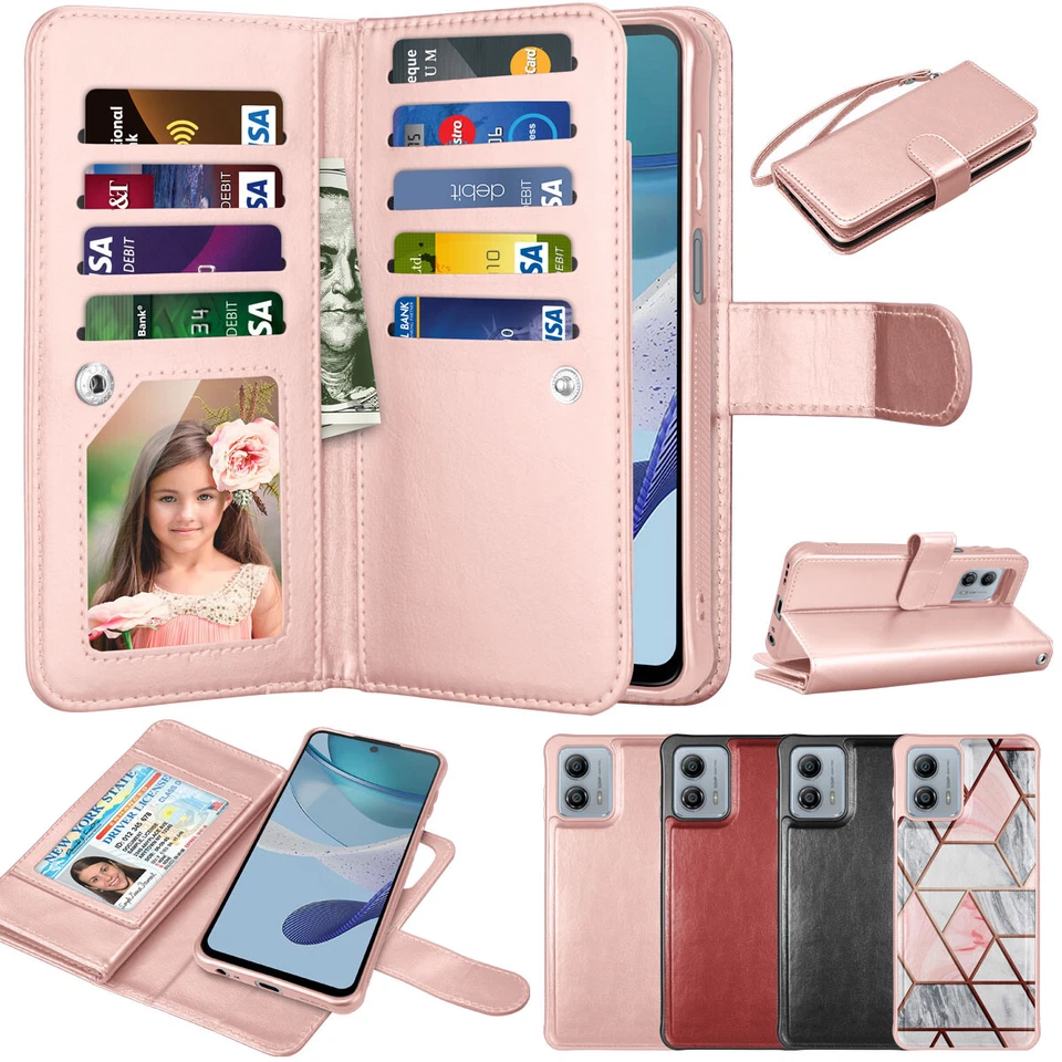 Funda billetera de cuero para teléfono Moto G Stylus/G Power/G Play G 5 2024 Foto 3 de 4